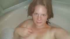erotic German BBW enjoys her Body in the Bathtub! Pussy rub orgasm wife